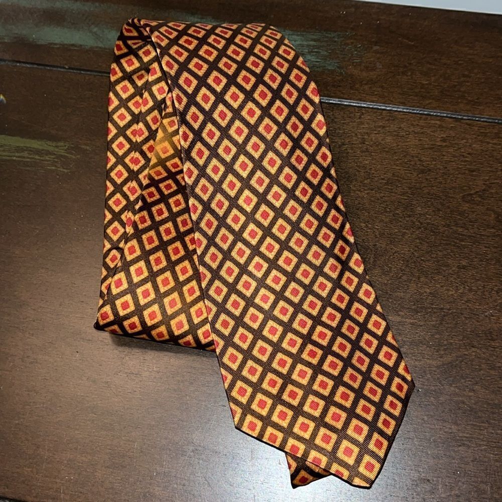 Daks London plaid Diamond print silk retro men’s vintage neck tie business smart